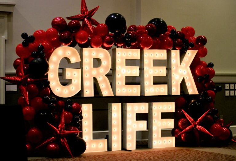 Greek Awards Ceremony light up letters and balloons